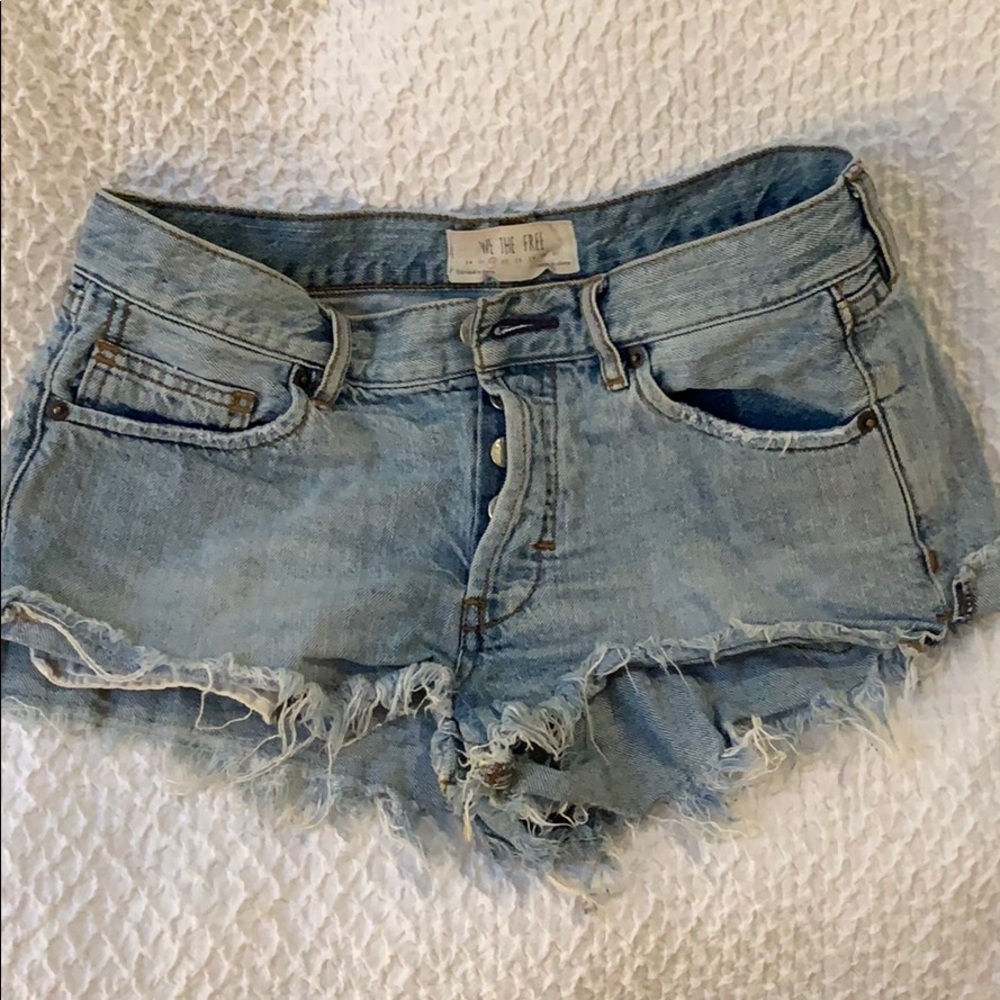 Free people denim frayed shorts